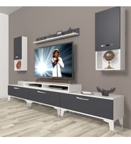 Decoraktiv Ekoflex 270DA Mdf Silver Tv Ünitesi Tv Sehpası - Beyaz Antrasit (Beyaz - Antrasit)