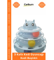 #Petshop İnteraktif Eğitici Hareketli Toplu Yuvarlak Kaliteli 3 Katlı Kedi Oyuncağı Kedi Başlıklı
