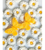 Butterfly Simli Sarı El Yapımı Kelebek Küpe