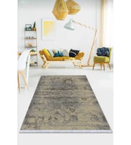 Toprak Modern Dokuma Pamuk Tabanlı Kaymaz Kilim KLM011
