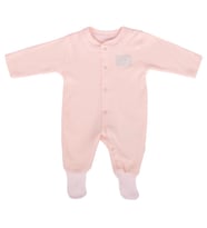 Kız Bebek Somon Sade Çıtçıtlı Kendinden Çoraplı Tulum