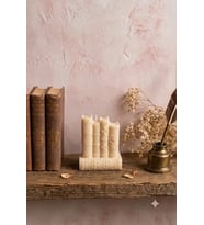 Vintage Kitaplar 3'lü Mum - Mumelia Candles Doğal Soya, El Yapımı, Dekoratif - Krem