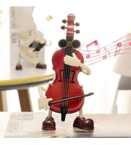 Nostaljik Keman Tasarımlı Kurmalı Müzik Kutusu - Hareketli Dans Eden Masa Süsü Hediyelik Biblo