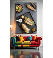 SALATA VE BALIK EKMEK Ev Duvar Salon Güzellik Salonu Ofis Dükkan Dekarasyon Kanvas Tablo (Çok Renkli)