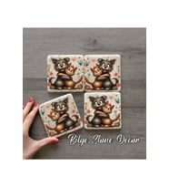 BİLGE tasarım Stone Decor Taş Bardak Altlığı 4'lü Set 10x10x1 Cm desenli