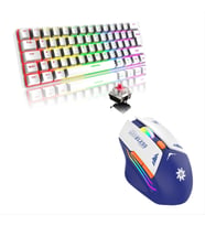 T60 Beyaz Red Switch Kablolu Klavye+Mavi Rgb Şarjlı Kablosuz Mouse