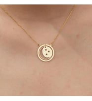 Kişiye Özel Tasarım Hilal ve Yıldızlar Kolye 925K Gümüş (Gold)