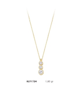 14 Ayar Üçtaş Kolye KLY1734 (Çok Renkli)