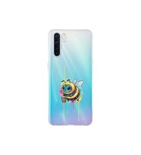 Oppo A91 ile uyumlu Splash arı tasarımlı şeffaf silikon kılıf