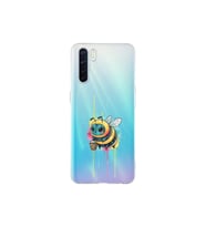 Oppo A91 ile uyumlu Splash arı tasarımlı şeffaf silikon kılıf