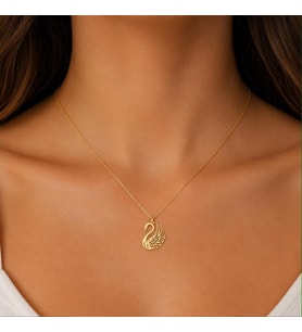 Kişiye Özel 925 Ayar Gümüş Tasarım Şık Kuğu Kolye (Gold)