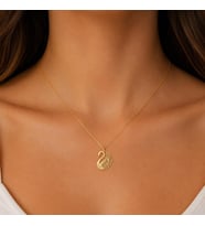 Kişiye Özel 925 Ayar Gümüş Tasarım Şık Kuğu Kolye (Gold)