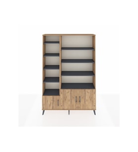 Arges Dolap 10 Raflı 3 Kapaklı 132x30x195 Çam-Çam/Antrasit