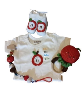 Elma Modeli Bebek Body ve Çıngırak Takımı