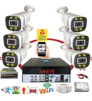 Bises 6 lı Araç Yüz ve İnsan Tanımalı Hareket Algılayan 5 MP Lens 4 Warm Led Gece Renkli Gösteren Güvenlik Kamera Seti BS604W
