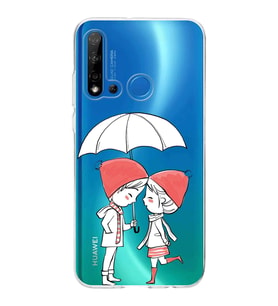 Huawei P20 Lite 2019 Uyumlu Kapak Aşk Tasarımlı Şeffaf Silikon Kılıf