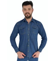Erkek Kot Çift Cepli Gömlek Silim Fit BGL-ST02756 (Mavi)