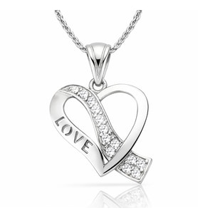 925 Ayar Gümüş Love Yazılı Kalp Kadın Kolye