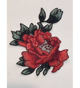 23X17 CM  NAKIŞ İŞLEME KIRMIZZI GÜL GÜPÜR APLİK YAMA