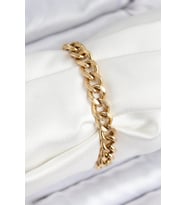 pilelistore 316L Çelik Klasik Kalın Zincir Model Gold Renk Kadın Bileklik - TJ-BB7788