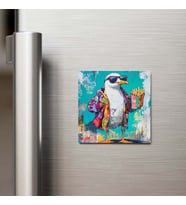Seagull - Martı - Güneş Gözlüklü Style - Buzdolap Magneti - 9x9 Cm