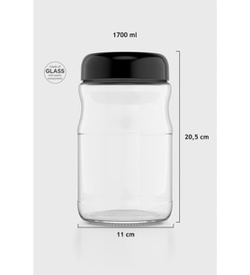 Renga Mono 1700 ml Cam Kavanoz 131076 Siyah