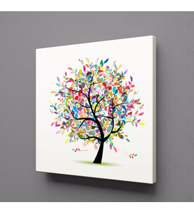 RENKLİ AĞAÇ KANVAS TABLO 100x100cm (Karışık)