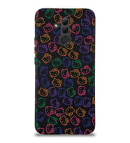 Huawei Mate 20 Lite Uyumlu Lansman Kılıf Hello Kitty Tasarımlı İçi Kadife Siyah Kapak (Şeffaf)