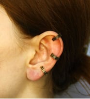 3'lü Antik Model Deliksiz Earcuff Kıkırdak Küpe Seti eukk3 (Sarı)