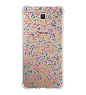 Samsung Galaxy J7 Prime  Köşe Korumalı Antişok Kapak Hello Kitty Tasarımlı Şeffaf Silikon Kılıf