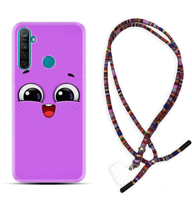 Realme 5i 5 Pro 6i 7 Pro 8 Kılıf Boyun Asklı Rasta Silikon Purple Sweety 1717