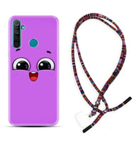 Realme 5i 5 Pro 6i 7 Pro 8 Kılıf Boyun Asklı Rasta Silikon Purple Sweety 1717