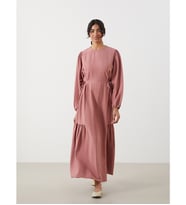 LCW Modest Pembe Bisiklet Yaka Elbise