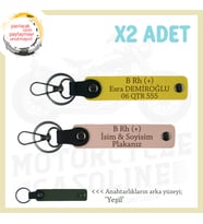 Motorcu Dostlara, İsim Plaka ve B Rh (+) Kan Grubu 2'li Anahtarlık Hediyelik Set, Yavruağzı-Sarı-Ysl