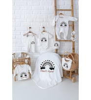 Pia Baby Premium  10 'lu Unisex Yenidoğan Bebek Hediyesi İsme Özel Hastane Çıkışı Set 5085-01 (Krem)