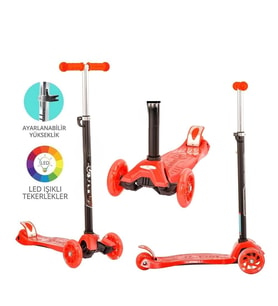 Kırmızı Twist Işıklı Scooter Kırmızı