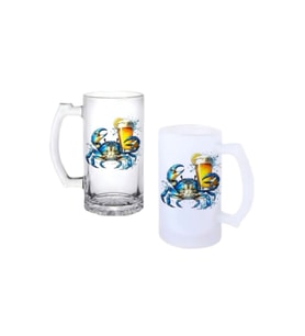 Ghostbastır Design Mavi Yengeç Kulplu Bira Bardağı Buzlu veya Şeffaf Seçenekli 0154