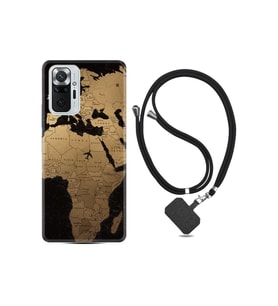 Xiaomi Redmi Note 10s Kılıf Silikon Ipli Boyun Askılı Desenli Map Planet 1656