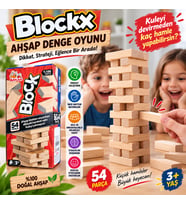 Ahşap Denge Oyunu Blockx 54 Parça Kule Devirme Strateji ve Beceri Oyunu