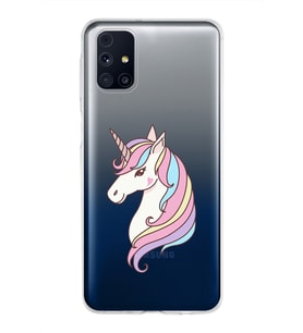 Samsung Galaxy M31s Kapak Unicorn Tasarımlı Şeffaf Silikon Kılıf
