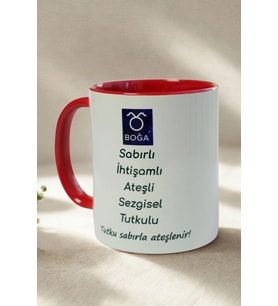 Boğa Burcu Porselen Kupa – Sabırlı, Tutkulu, Sezgisel ve İhtişamlı Tasarım Kupa (Beyaz)
