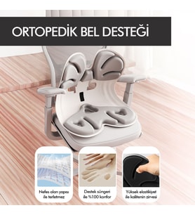 Ergonomik Ortopedik Bel Destekli Oturma Minderi Postür Düzeltici İş Ev Oto Sırt Koltuk Yastığı (Gri)