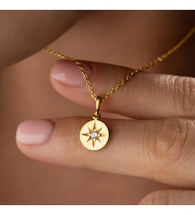 Gümüş Gold Minimal Yıldız Kadın Kolye