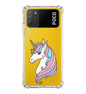 Xiaomi Poco M3 Köşe Korumalı Antişok Kapak Unicorn Tasarımlı Şeffaf Silikon Kılıf