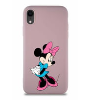 Apple iPhone XR Soft Premier Kapak Minnie Mouse-F Tasarımlı Silikon Kılıf - Pudra (Şeffaf)
