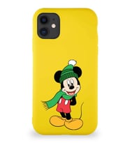Apple iPhone 11 Soft Premier Kapak Mickey Mouse-G Tasarımlı Silikon Kılıf - Sarı (Şeffaf)