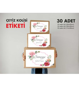 isme özel Çeyiz Kolisi Etiketi 30 Adet Koli Etiket