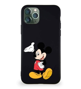 Apple iPhone 11 Pro Soft Premier Kapak Mickey Mouse-C Tasarımlı Silikon Kılıf - Siyah (Şeffaf)