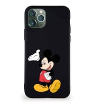 Apple iPhone 11 Pro Soft Premier Kapak Mickey Mouse-C Tasarımlı Silikon Kılıf - Siyah (Şeffaf)