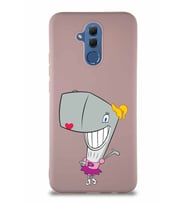 Huawei Mate 20 Lite Soft Premier Kapak Pearl Yengeç Tasarımlı Silikon Kılıf - Pudra (Şeffaf)